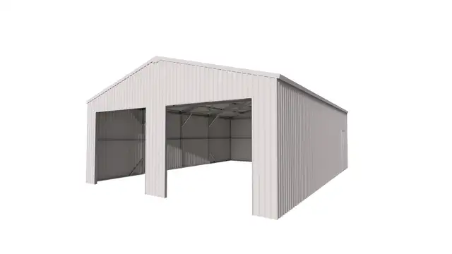 DOUBLE METAL STORAGE BARN GARAGE SHED BUILDING & ROLL UP DOORS