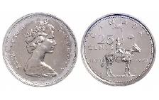 1873-1973 Canadian 25 cent R C M P Centennial Small Bust Coin