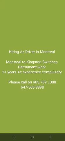 Hiring AZ driver in Boucherville for Kingston Switches