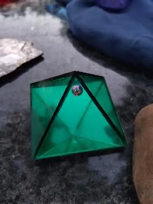 VIBRANT LUCK! Emerald Glass WISHING PYRAMID BOX KHEOPS INT - Photo 2