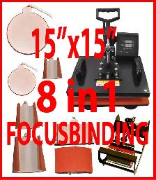 New Arrival 15x15' 8in1 Transfer Heat Press Mug Plate Cap Shirts