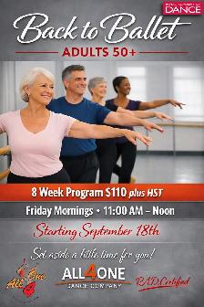 BACK to Ballet - Adults 50 , 8 Week Dance Program