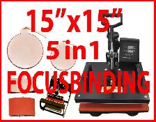 New Stock 15x15' 5in1 Transfer Heat Press Mug Plate Cap Shirts