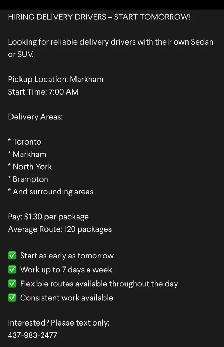 Hiring Courier Owner op any vehicle