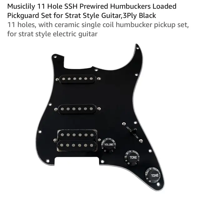 Musiclily 11 Hole SSH Prewired Humbuckers Loaded Pickguard Set