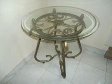 TABLE WITH BRASS BASE & GLASS TOP