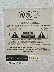 ALTEC LANSING ACS48 Computer Speaker System & Powered Subwoofer - Photo 4