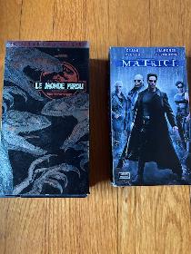 FILMS LE MONDE PERDU (JURASSIC PARK(, LA MATRICE ET E.T.  EN VHS