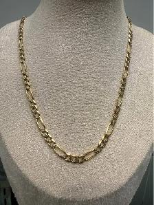 14 Karat Diamond Cut 4mm Figaro Chain 18"