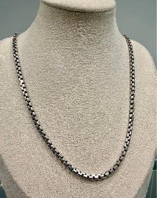 14karat White Gold 4mm Round Box Chain