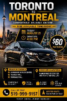 Toronto → Montreal — Sunday, August 23