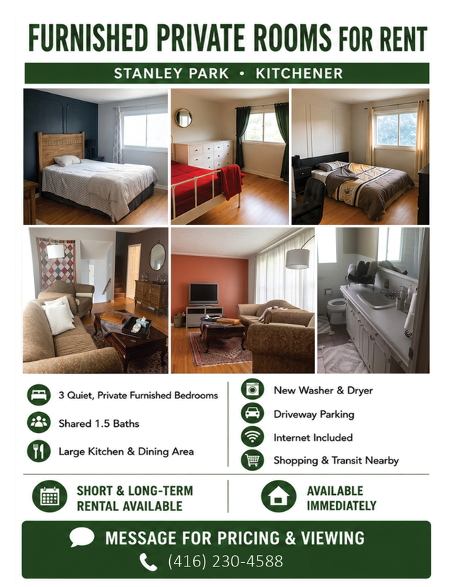 Furnished house for Rent- 3 Beds, 1.5 Baths