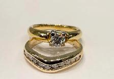 Natural Diamonds 18 Karat Engagement ring   14k Contour Band