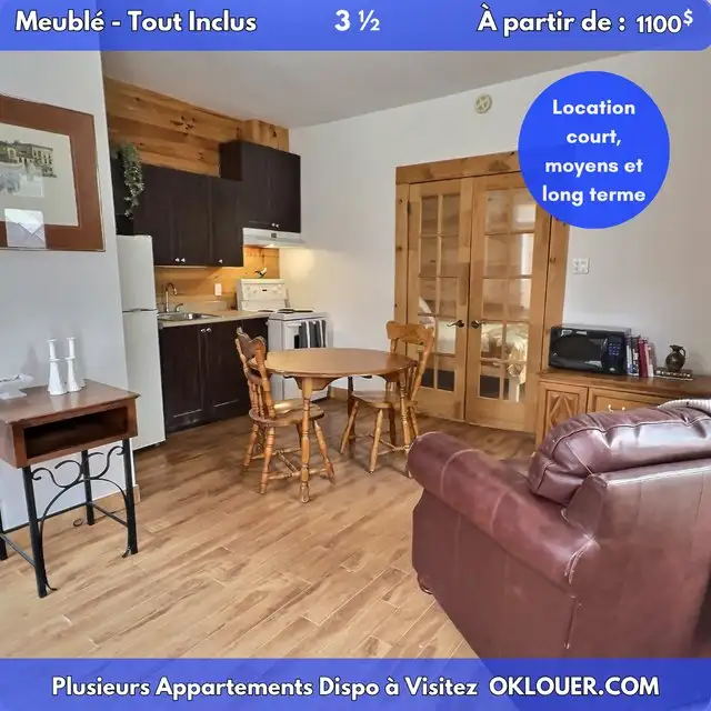 3 1/2 meublé – 1 chambre – Tout inclus – Saint-Roch