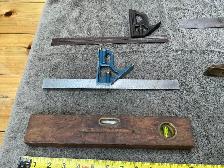 2 Vintage Combination Squares, 1 Wood Handle Square & 3 Levels ! - Photo 9