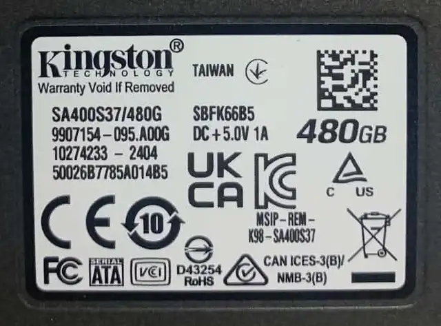 Kingston 480GB, Internal,2.5 inch  SA400S37/480G