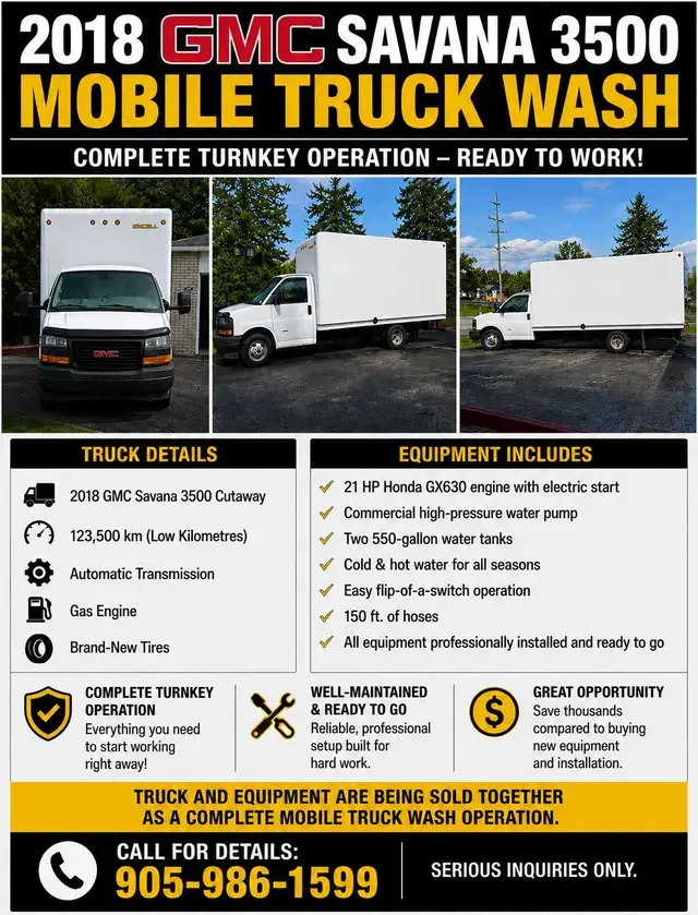 2018 GMC Savana Cutaway – Mobile Wash Truck Business
