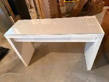 White Console Table With Glass Top and Drawer