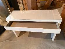 White Console Table With Glass Top and Drawer - Photo 2