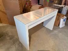White Console Table With Glass Top and Drawer - Photo 3