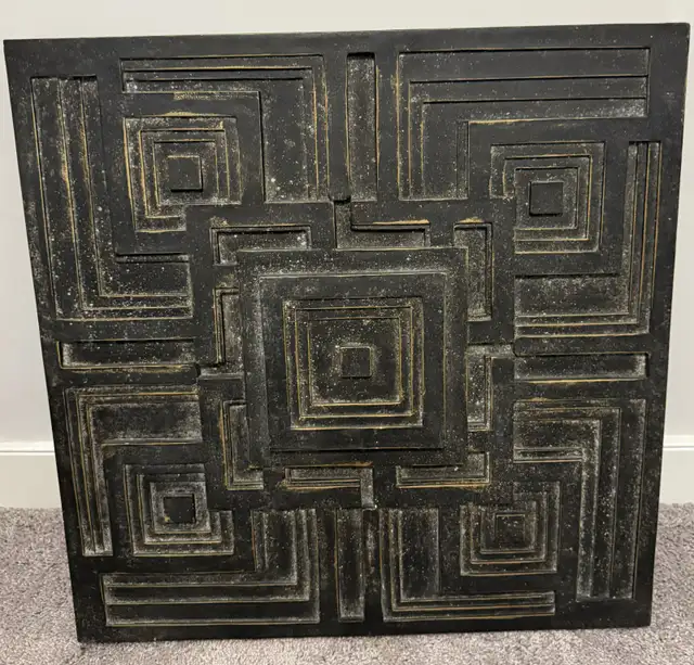 Carved Wood Maze Design Wall Art