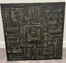 Carved Wood Maze Design Wall Art