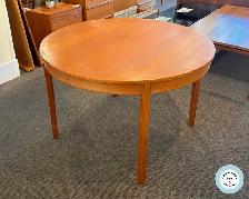 Outstanding Round Teak Table w Two Leaves at Charmaine's