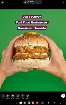 Hiring Team Members Fast Food Restaurant Downtown Toronto