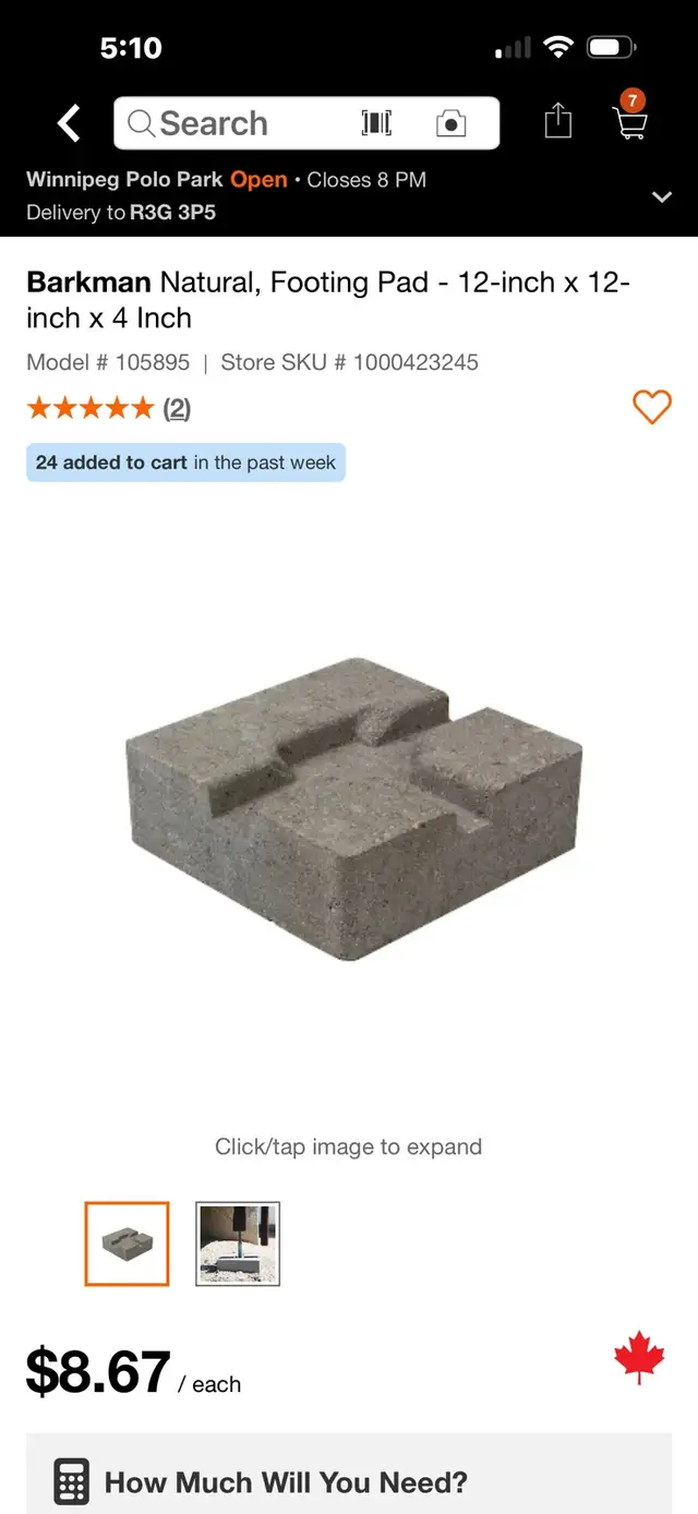 10-12"x12" Footing Pad
