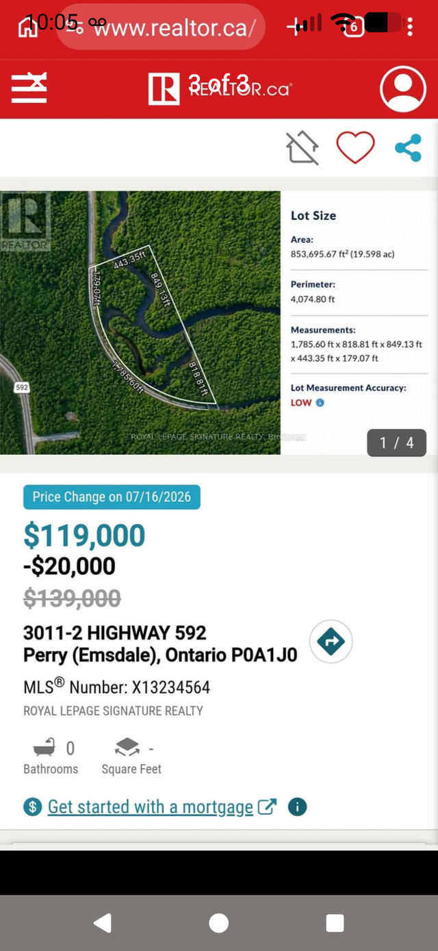 19.598 acres of riverfront property for sale in Emsdale