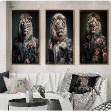 40 x 60 3 pce framed fashion lion art, brand new in box