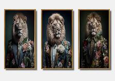 40 x 60 3 pce framed fashion lion art, brand new in box - Photo 2