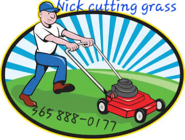 Nick cutting grass