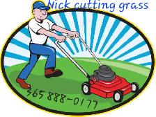 Nick cutting grass