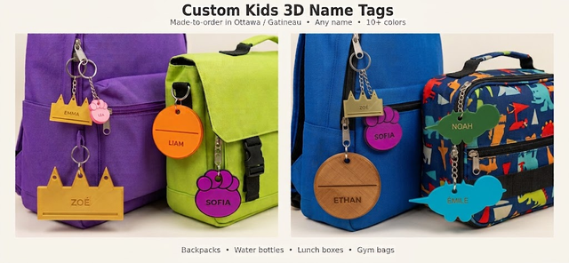 Custom Kids Name Tags for Backpacks - Handmade Ottawa/Gatineau