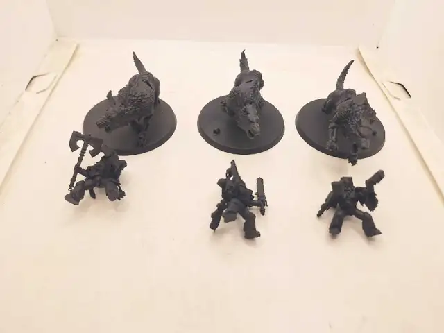 Warhammer 40k 3 Space Wolves Thunderwolf Cavalry Primed Black