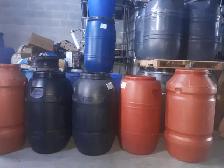60 gallons - 220 lit.  FOOD GRADE, twisted open top plastic barr