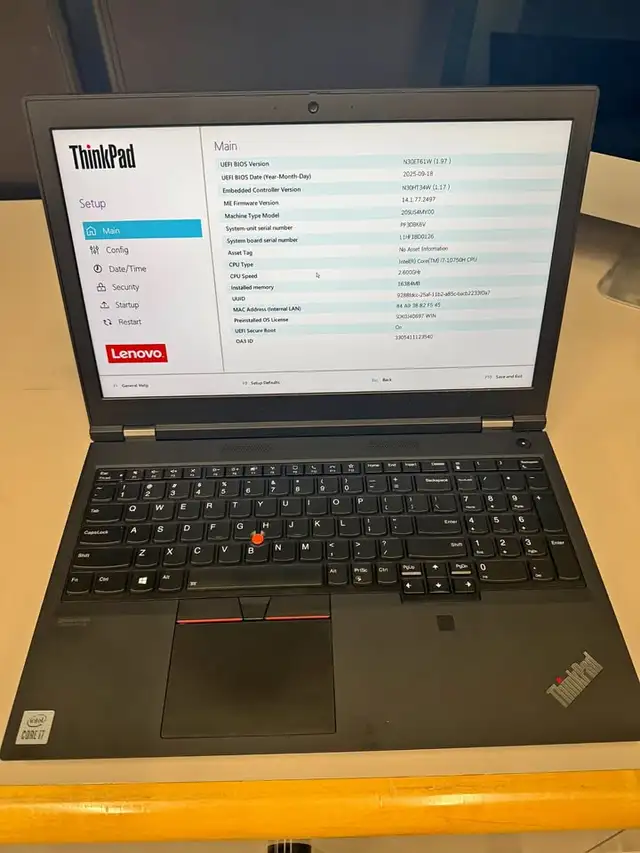 Lenovo ThinkPad P15 Gen 1 i7-10750H 16GB 512GB SSD Quadro T1000
