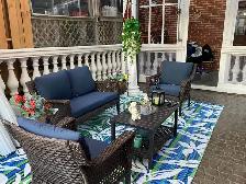 4 PCS OUTDOOR PATIO SET WITH WASHABLE CUSHIONS & CARPETS.