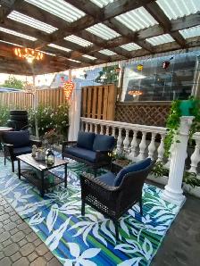 4 PCS OUTDOOR PATIO SET WITH WASHABLE CUSHIONS & CARPETS. - Photo 4