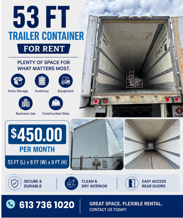 53 FT TRAILER CONTAINER FOR RENT – ONLY $450/MONTH!