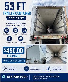 53 FT TRAILER CONTAINER FOR RENT – ONLY $450/MONTH!