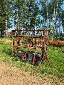 Cattle squeeze, molasses lick tank, calf table