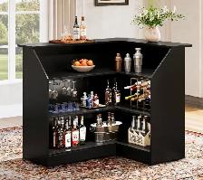 Burnes L-Shaped 4-Tier Wood Bar Cabinet with Stemware Racks - Photo 6