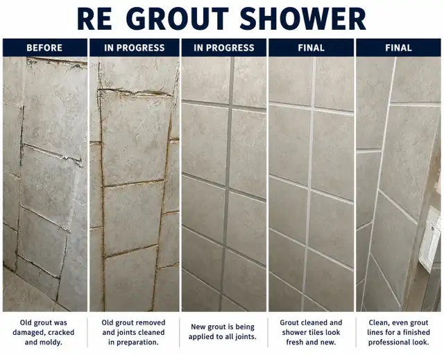 Re-Grout Shower Tiles Wall and Base $250
