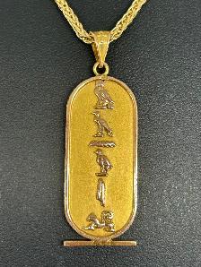 18k Egyptian cartouche name pendant, - Photo 2