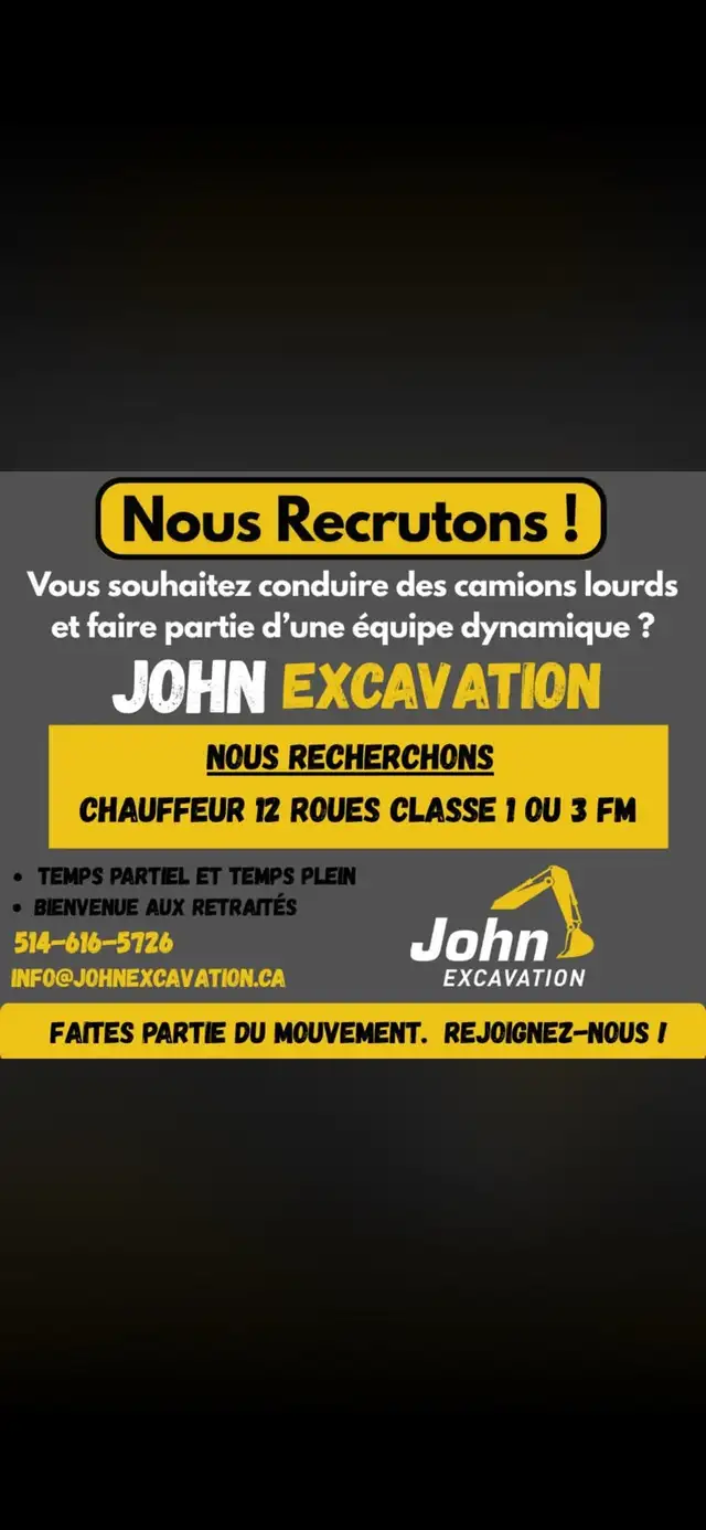 Chauffeur classe 1 ou 3 FM (matériaux en vrac)