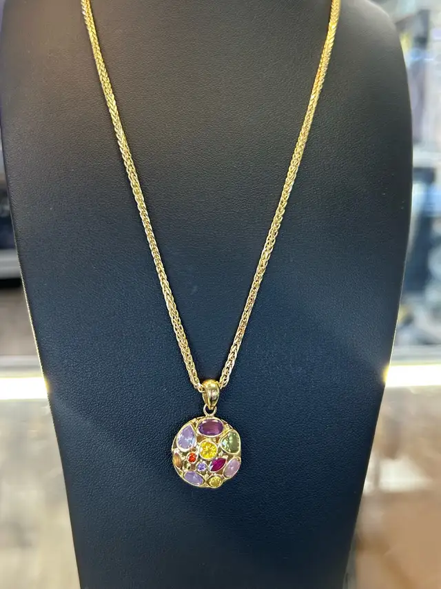 18k Multi Gemstone pendant