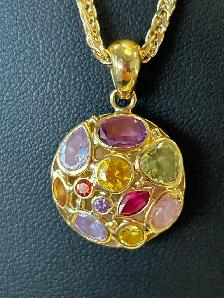18k Multi Gemstone pendant - Photo 3