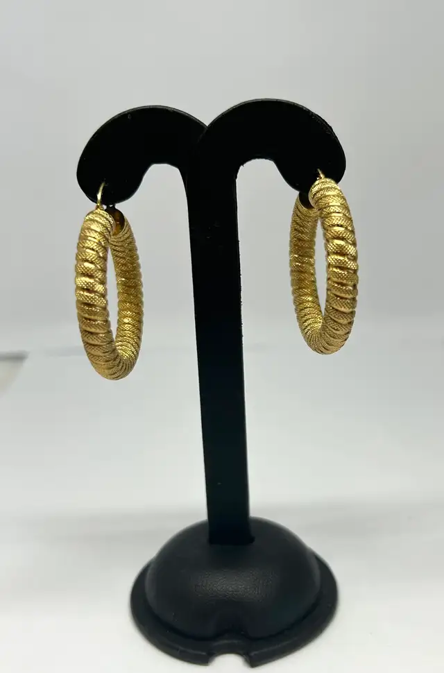 10k Textured Spiral Hoop Earrings